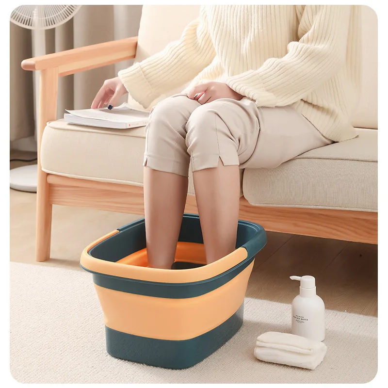 15L Large Folding Portable Foot Bath Bucket Foldable Foot Washing Bath Car Washing Bucket Fishing Bucket Student Washboard