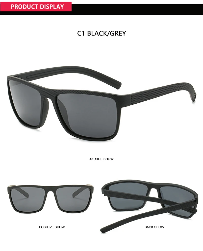 Klassische schwarze quadratische Sonnenbrille für Herren und Damen, Vintage-polarisierte Sonnenbrille für Herren, modisch, blau, zum Fahren, Reisen – Detail 8