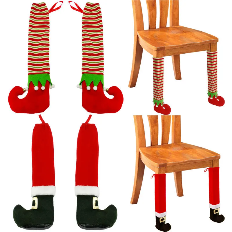 

Christmas Table Foot Cover Non-slip Santa Claus Chair Foot Socks Xmas New Year Table Legs Cover Ornament Wholesale