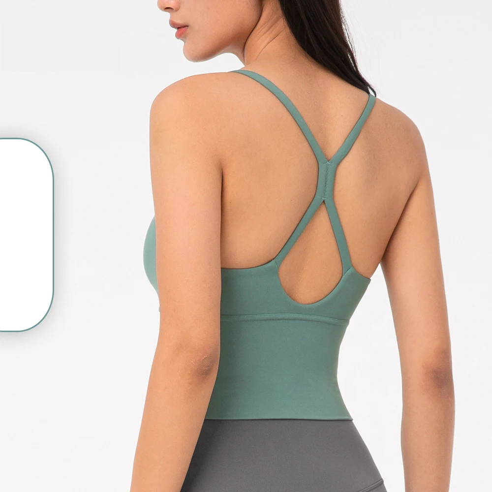 Vnazvnasi Push-up Yoga Vest Sexy Backless Running tops Quick Dry Anti-friction Gym Bra V-neck Padded Female Fitness Tops