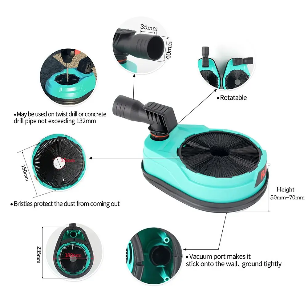 Raizi 1 Pc Drilling Dust Shroud Cover Tool For Hammer Drill Concrete Core Bit Maximum Diameter 120mm Dust Collector Attachment