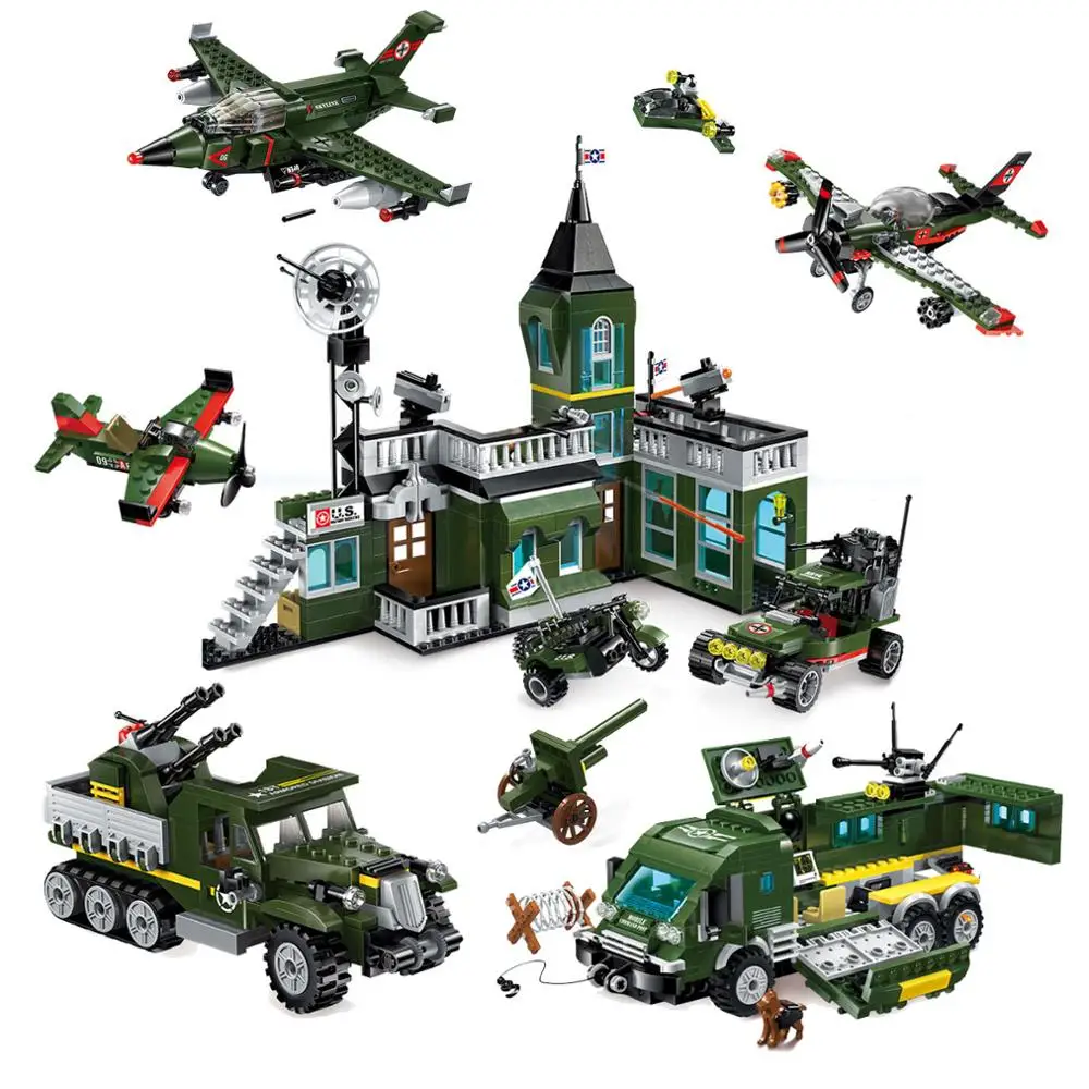 

Military Building Block Battle Army Land Force Bombing command headquaters Educational Bricks Toy Boy Gift