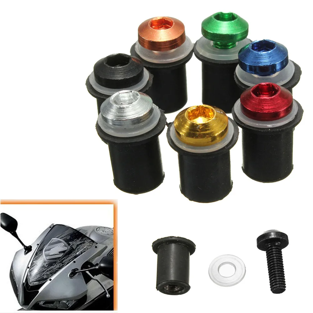 

10Pcs/Lot Motorcycle M5 x 16mm CNC Windscreen Windshield Screw Bolts Nuts Kits for Motorbike Black Silver Red Green Gold Blue