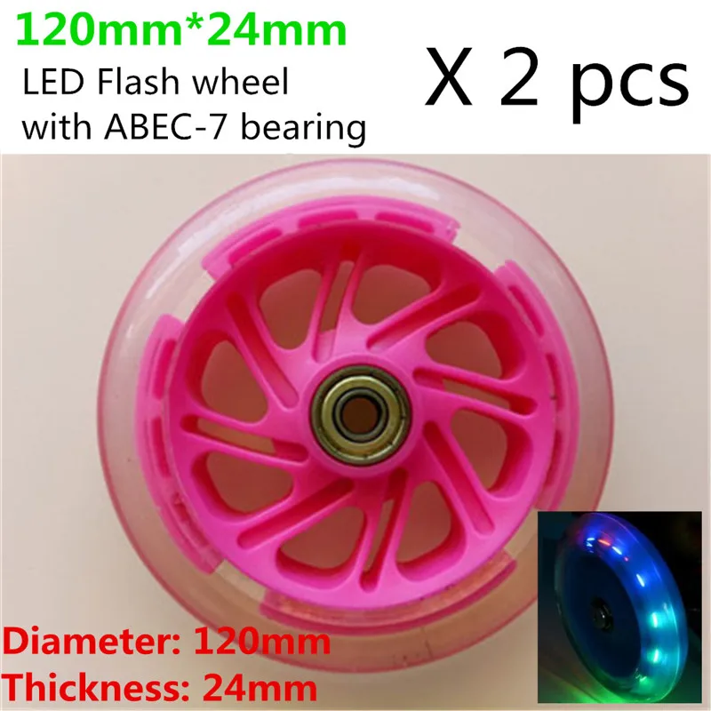 LED Scooter Roue 110mm 120mm Diamètre Coloré Lumière document 24mm 28mm Épaisseur Enfants Adultes Scooter Vore Flash opathie ABEC-7 2 pcs