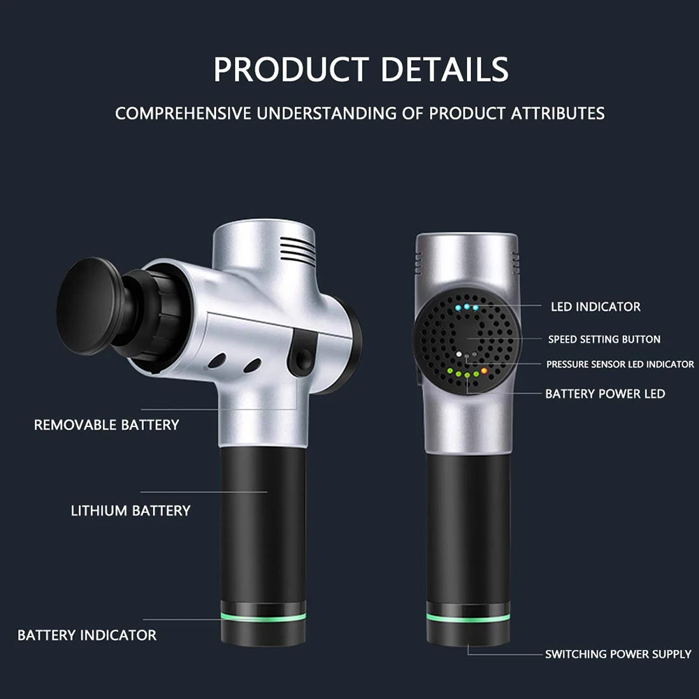 مسدس تدليك الأنسجة العميقة ، مساج العضلات ، آلام العضلات ، تدليك الجسم والرقبة ، تمارين الاسترخاء ، التخسيس ، تشكيل الشكل ، تخفيف الآلام ، جديد 2020