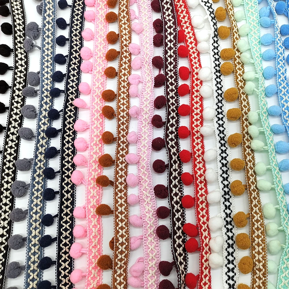 5Yards Pom Pom Trim Lace Fabric Sewing Accessories Pompon Trim tassel Ball Fringes Ribbon Sewing Lace For DIY Material Apparel