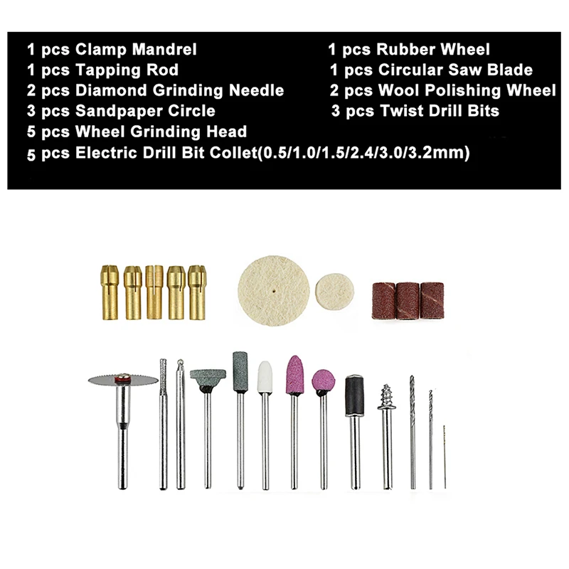 Dremel-Juego de herramientas rotativas, abrasivas para taladro eléctrico, grabado de Metal y madera, pulido de tallado y pulido, 24 Uds.