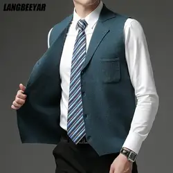 Level 4 Super Anti-pilling Top Grade Pleuche New Autum Lapel Fashion Brand Knit Cardigan Casual Korean Sweater Vest Sleeveless