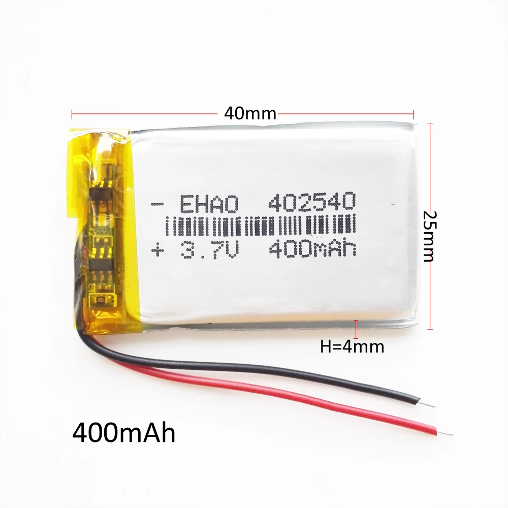 10 PCS 3.7V 400mAh Lipo Battery Polymer Lithium Rechargeable 402540 For MP3 GPS DVD Bluetooth Recorder E-book Camera Smart Watch