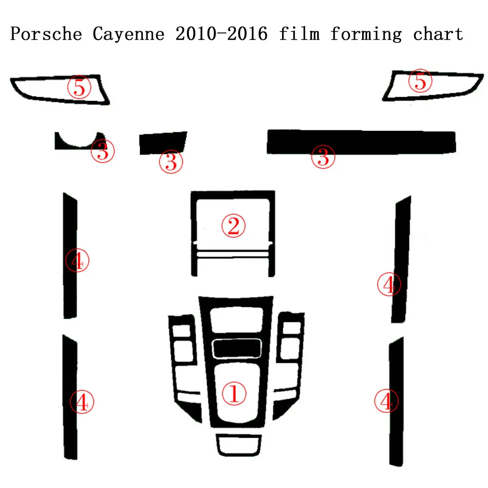 For Porsche Cayenne 2010-2016  Interior Central Control Panel Door Handle Carbon Fiber Stickers Decals Car styling Accessorie