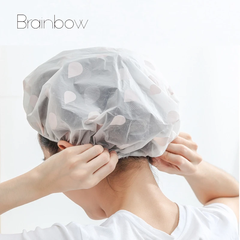 

Brainbow 3PC EVA Shower Cap Waterproof Thicken High Quality Hair Salon Elastic For Women Bath Hat Hair Cap Bathroom Products