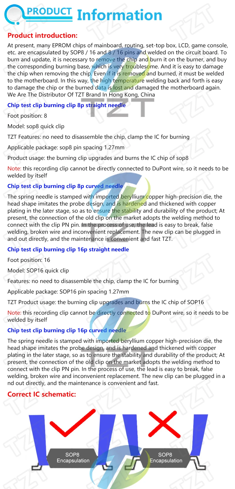 TZT 1/3PCS Programmierer Test Clip SOP8 SOP16 SOP SOIC 8 SOIC 16 SOIC8 SOIC16 SOIC8 DIP16 DIP 8 Pin DIP 16 Pin IC Test Klemme – Detail 1