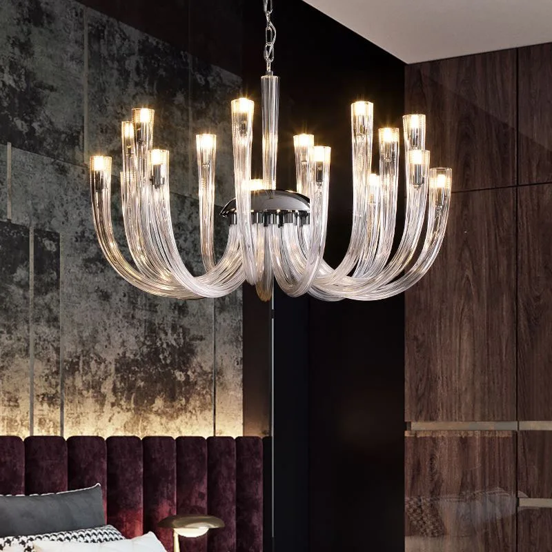 Contemporary  Large Chandeliers Modern Clear Glass Chandelier  Lighting  Semi Flush Ceiling Lights anique Bronze Chandeliers