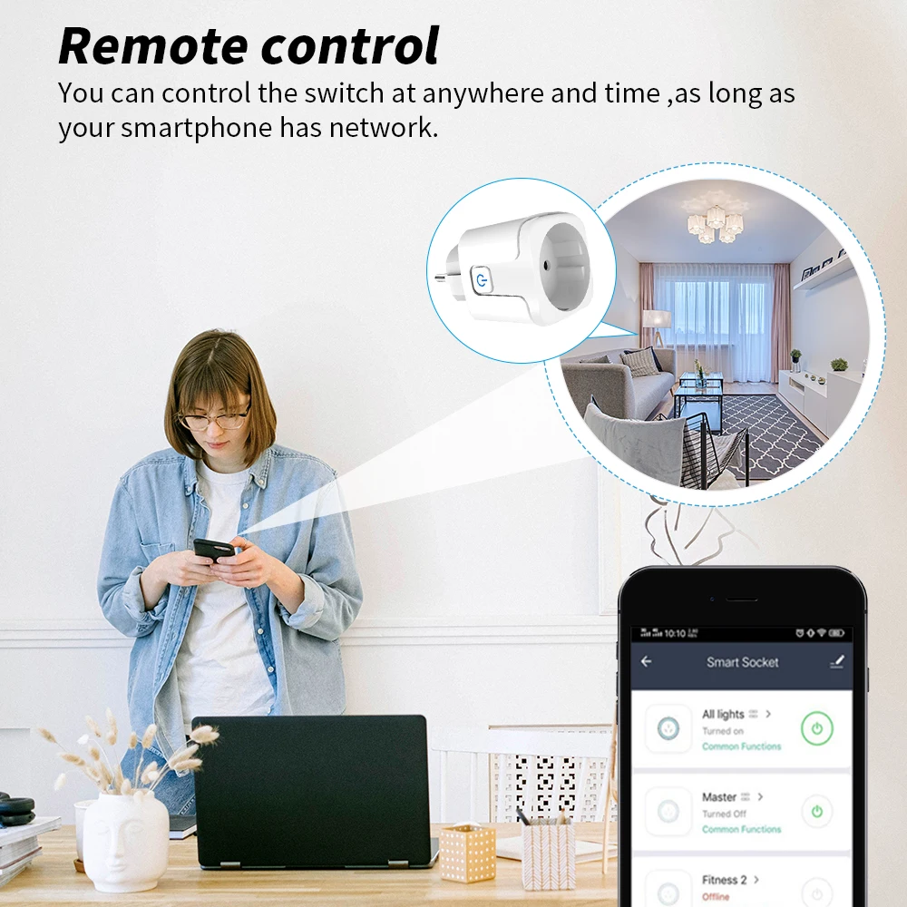 Умная розетка Apple HomeKit и CozyLife, Wi-Fi, 15а