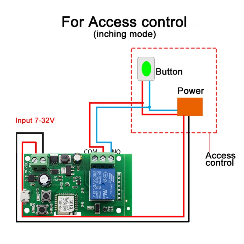 eWeLink Smart Home Wifi wireless Switch Module 1CH DC5V 12V 24V 32V  Inching Self-locking Receive 10A Relays