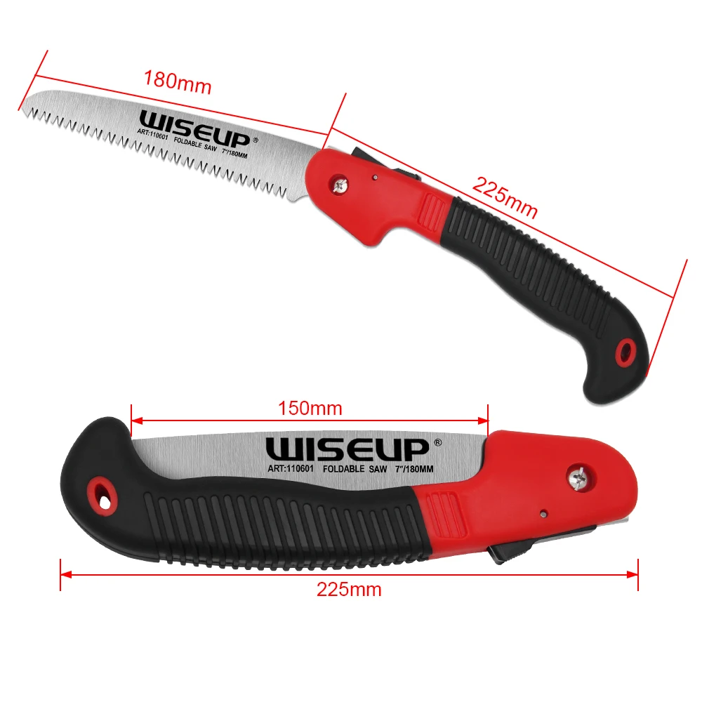 WISEUP Folding Saw Portable Camping Hand Saw with Gear Lock Carbon Steel Blade Gardening Trimming Woodworking Hand Tools