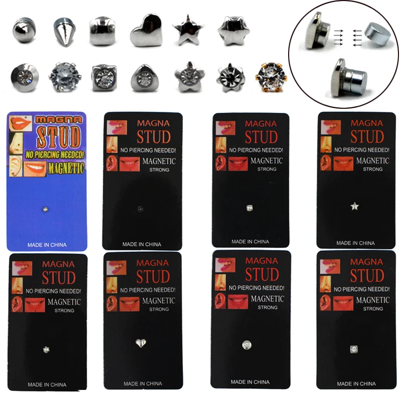 Non Piercing Strong Magnetic Lip Labret Studs Magnetic Earrings Ear Studs Nose Lip Ring Stainless Steel Body Piercing Jewelry