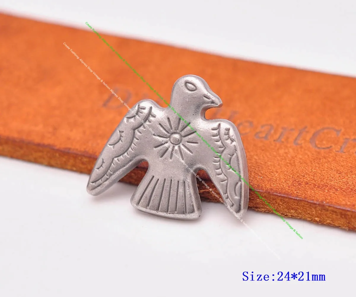 20 Stück 24*21mm Vintage Silber Original Ethno Südost Indische Kunst Sonne Donner Vögel Lederhandwerk Gürtel Schmuck Concho Screwback – Detail 20