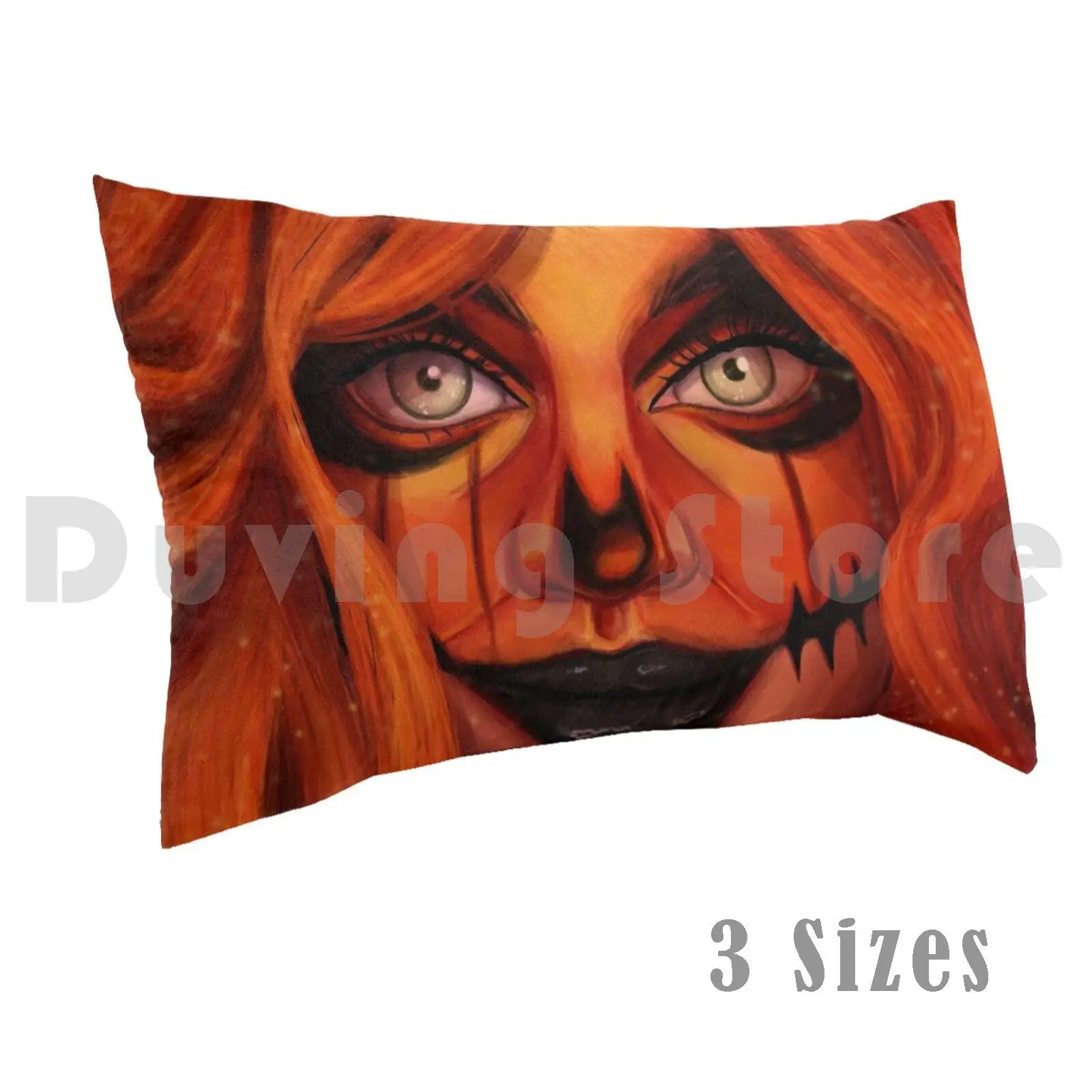 Pumpkinette Pillow Case DIY 50*70 Halloween Pumkin Jacko Lantern Girls Orange Ginger Face Ghoul