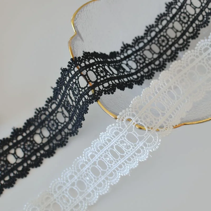 3CM Wide Luxury White Black Cotton Polyester Hollow Exquisite Embroidered Lace Fabric Edge Trim Dresses Curtain DIY Sewing Decor