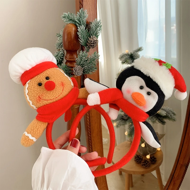 Gingerbread Man Hair Hoop หมี Snowman Headband Santa Claus Headbands คริสต์มาส Party Xmas Photo Props M6CD