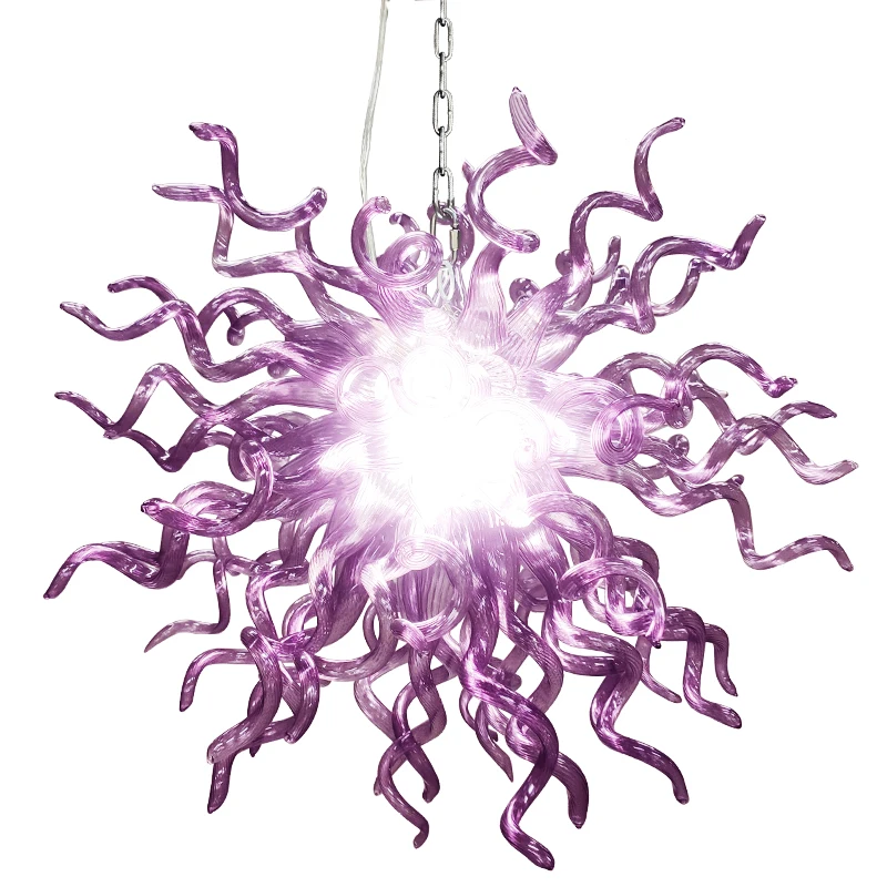 Imagem -06 - Longree Purple Chandelier Lamp Iluminação Artesanal de Vidro Soprado Luminária Suspensa para Sala de Estar em Casa Estilo Chihuly