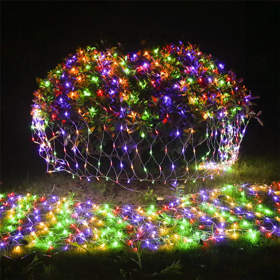 LED Net Mesh Christmas String Lights Garland 220V Outdoor Window Curtain Icicle Fairy Light For Party Xmas New year Garden Decor