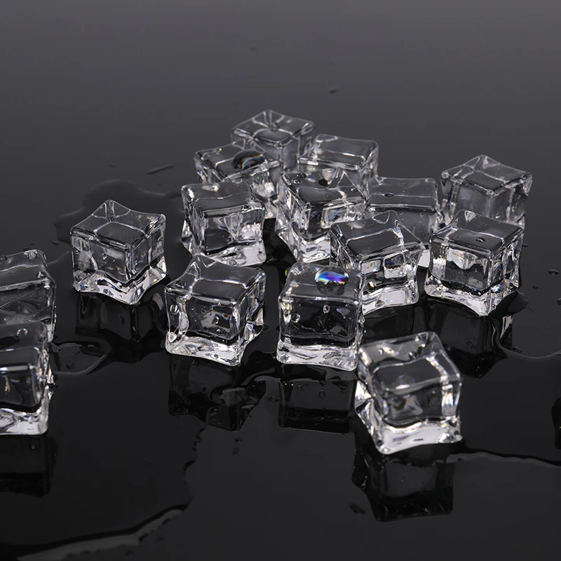 16Pcs/lot 2cm/1.7cm Artificial Acrylic Square Shape Ice Cubes Photography Props