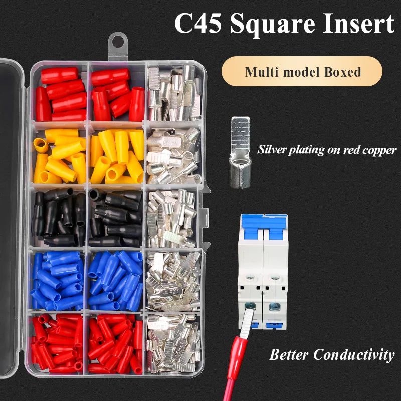 C45 insert DZ47 Air Open Type Cold Pressed Terminal Breaker Pin Copper Welding Piece 1.5-50mm² Cable Terminal Bare Terminals