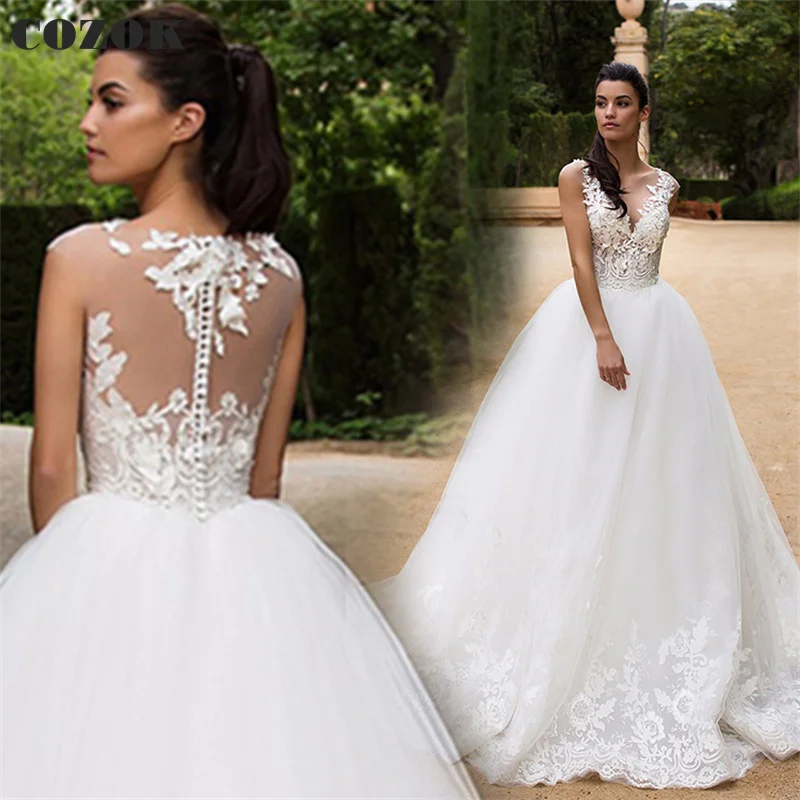 Robes de mariée élégantes pour femmes, robe de Rh, appliques en dentelle de tulle, longue mariée formelle, quel que soit CO28