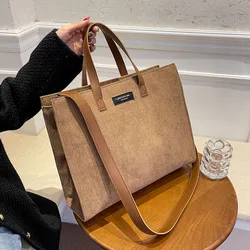 High capacity Corduroy Shoulder Crossbody Bag for Women Vintage Brand Shopper Shopping Bag Ladies Handbags Casual Big Totes 2023