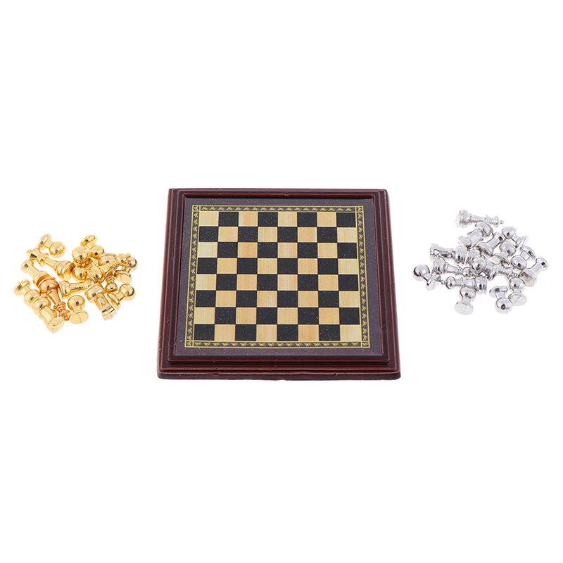 Mini 1/12 Skala Dollhouse Miniatur Internationalen Schach Set Pretend Spielen Puppe Haus Möbel Hause Dekoration Zubehör Spielzeug