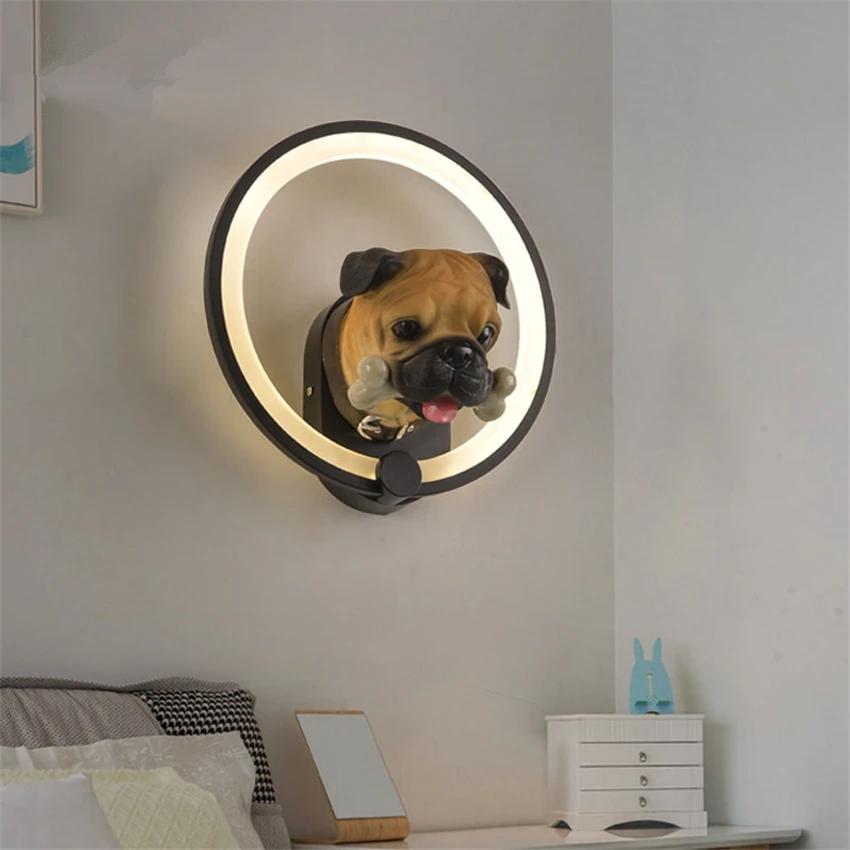 Animal Puppy Shade Wall Lamps Boy Bedroom Cartoon Children's Room Bedside Lamps Reading Study Wall Sconces Lights Deco Fixtures