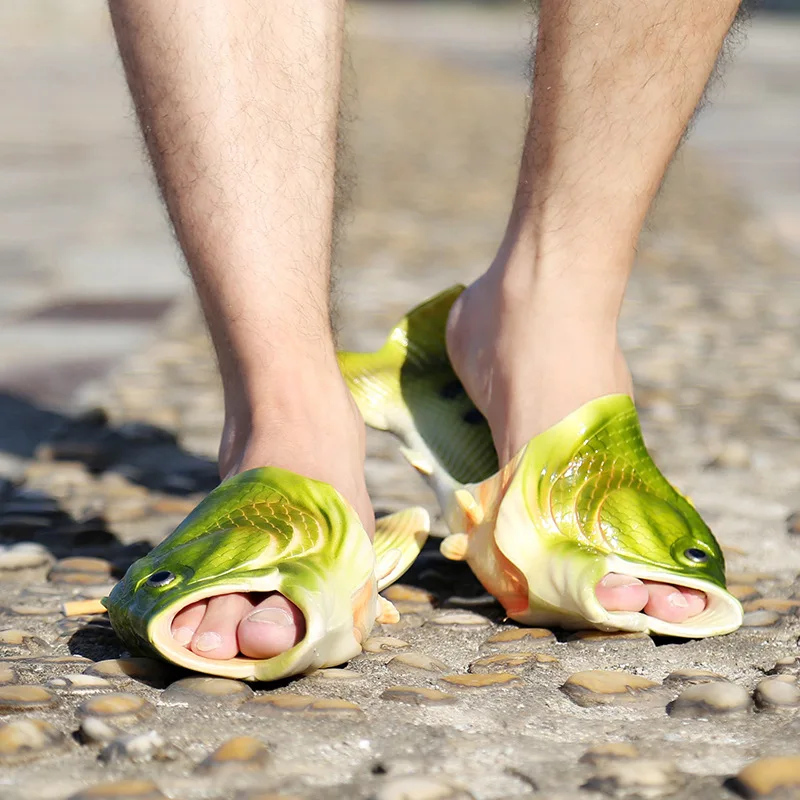 Elin-Pantoufles de pêche pour hommes, pantoufles de plage d\'été, style chaud, chaussures de poisson oligman, pantoufles unisexes pour garçons,