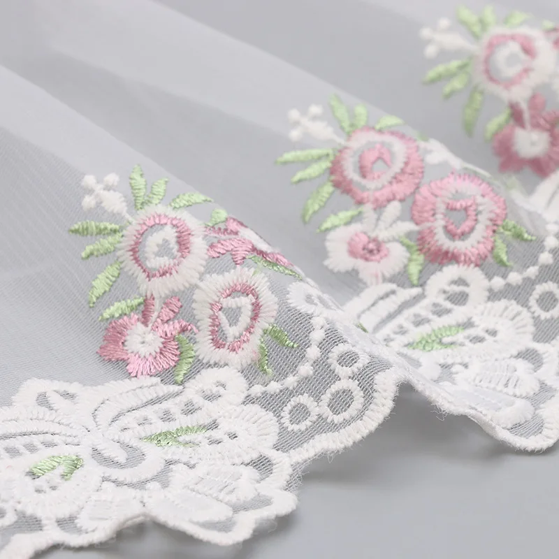 2Yards White  Handmade DIY Clothing Accessories Floral Embroidery Lace Fabric Curtains Sofa Lace Trim 20cm Width