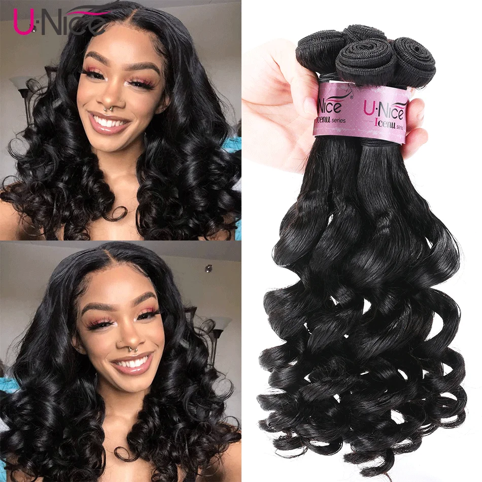 

Unice Fumi Curl Bundles 6 Pcs/set Tight Spiral Curl Remy Double Weft Human Hair Bundles Fumi Wave Unprocessed Bouncy Curl Hair