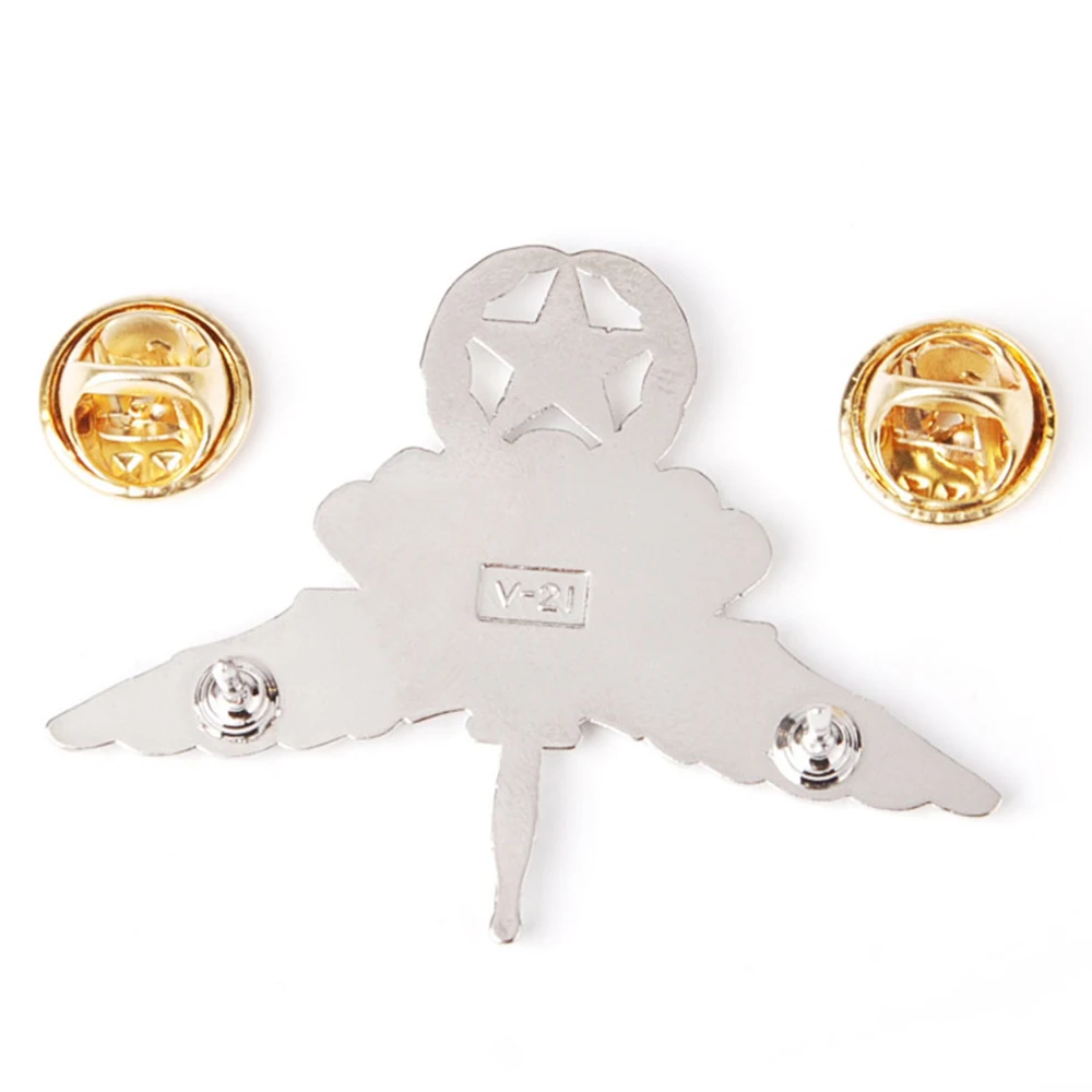 UNITED STATES US ARMY FREEFALL PARACHUTIST WINGS STAR BADGE PIN COCKADE SILVER