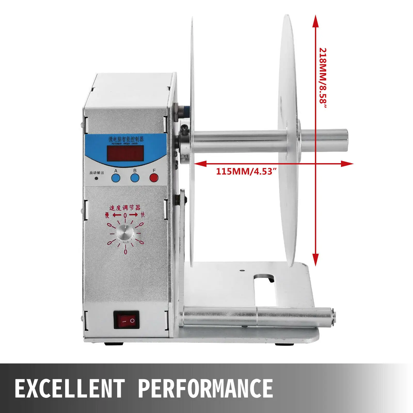 VEVOR Tự Động Nhãn Rewinder Máy Điện Tốc Độ Điều Chỉnh 0 ~ 50 R/PHÚT Thương Hiệu Máy In Kỹ Thuật Số Thẻ Rewinder AC110V / AC 220V