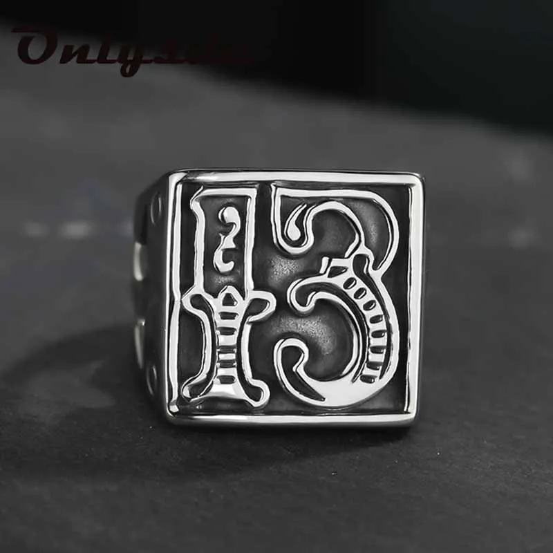 Punk Rock Fashion Letter Ring Man Style Stainless Steel Rings For women Retro Wedding Custom Jewelry Gift Anel 029