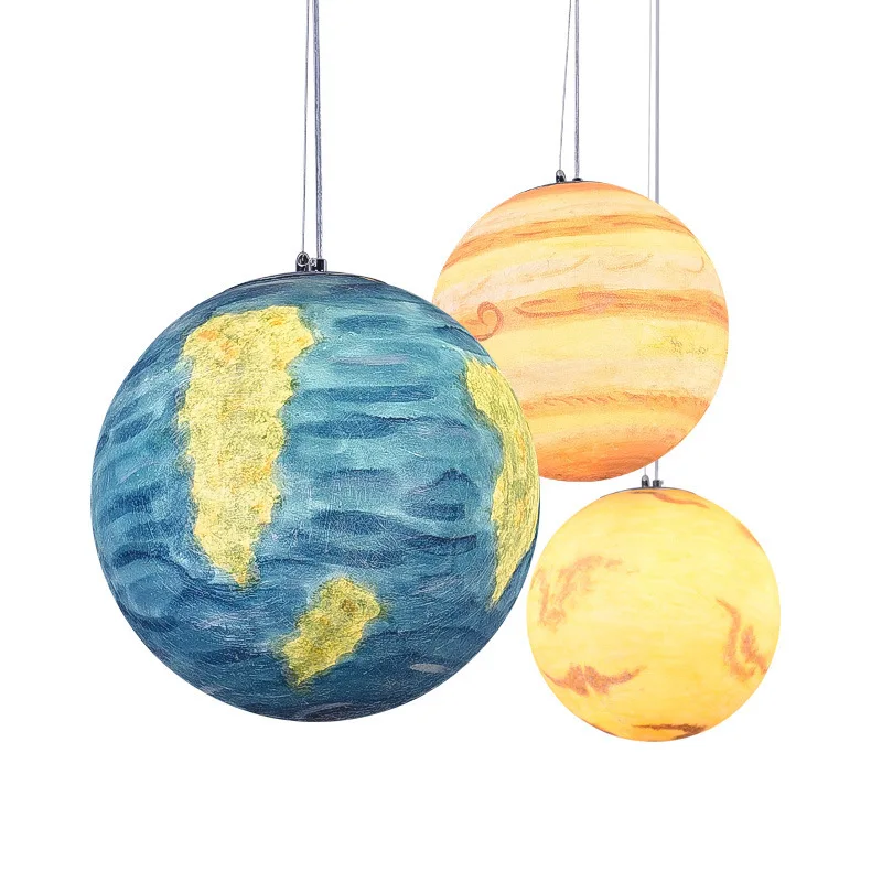 Planet Pendant Lights Sun Earth Moon Novelty Creative Atmosphere Light  Hanging Lamp Bedroom Home Decoration Hallway Luminaire