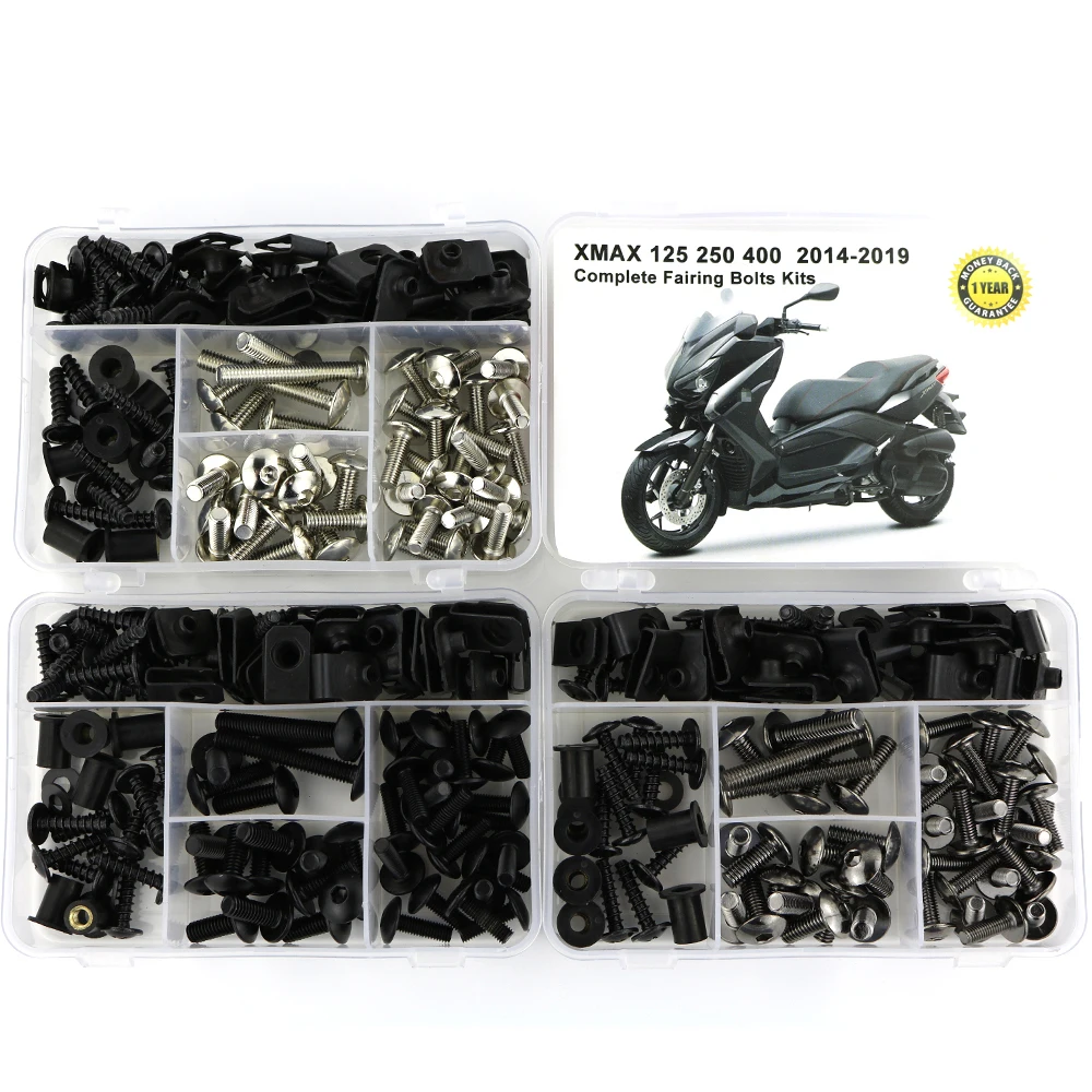 

For Yamaha XMAX125 XMAX250 XMAX400 2014-2024 Complete Full Fairing Bolts Kit Bodywork Screws Nuts Fairing Clips Steel