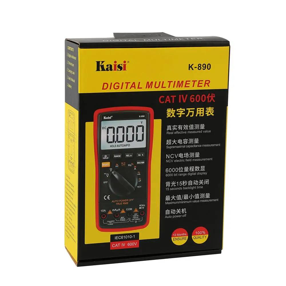 Kaisi K-890/K-9033 المنزلية التلقائي المدى عالية الدقة الرقمية المتعدد اختبار درجة الحرارة مع حماية مضادة للحرق