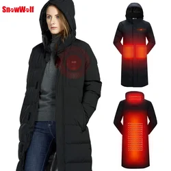 Battery Heated Jacket Winter Heating Jacket For Women Long Coat Electric Heated Clothing USB Intelligent Heated Coat