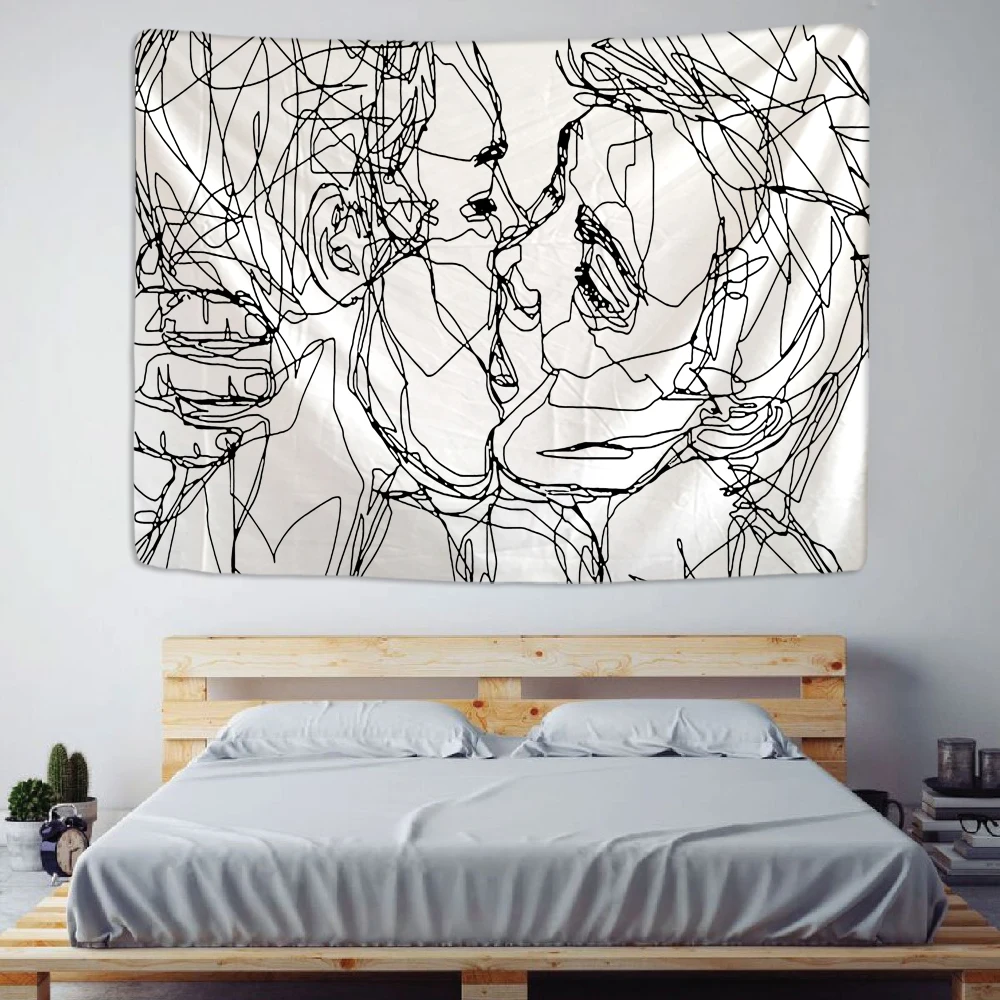 Abstract psychedelic scene line men and women home art decoration Mandala tapestry Hippie Bohemia decorative sheet yoga mat