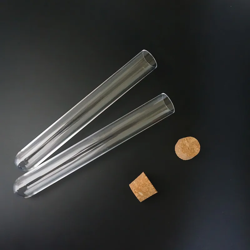 10pcs/20pcs/50pcs/100pcs 20x150mm Plastic Test Tubes With Cork Stopper For Kind Laboratory Experiments And Tests