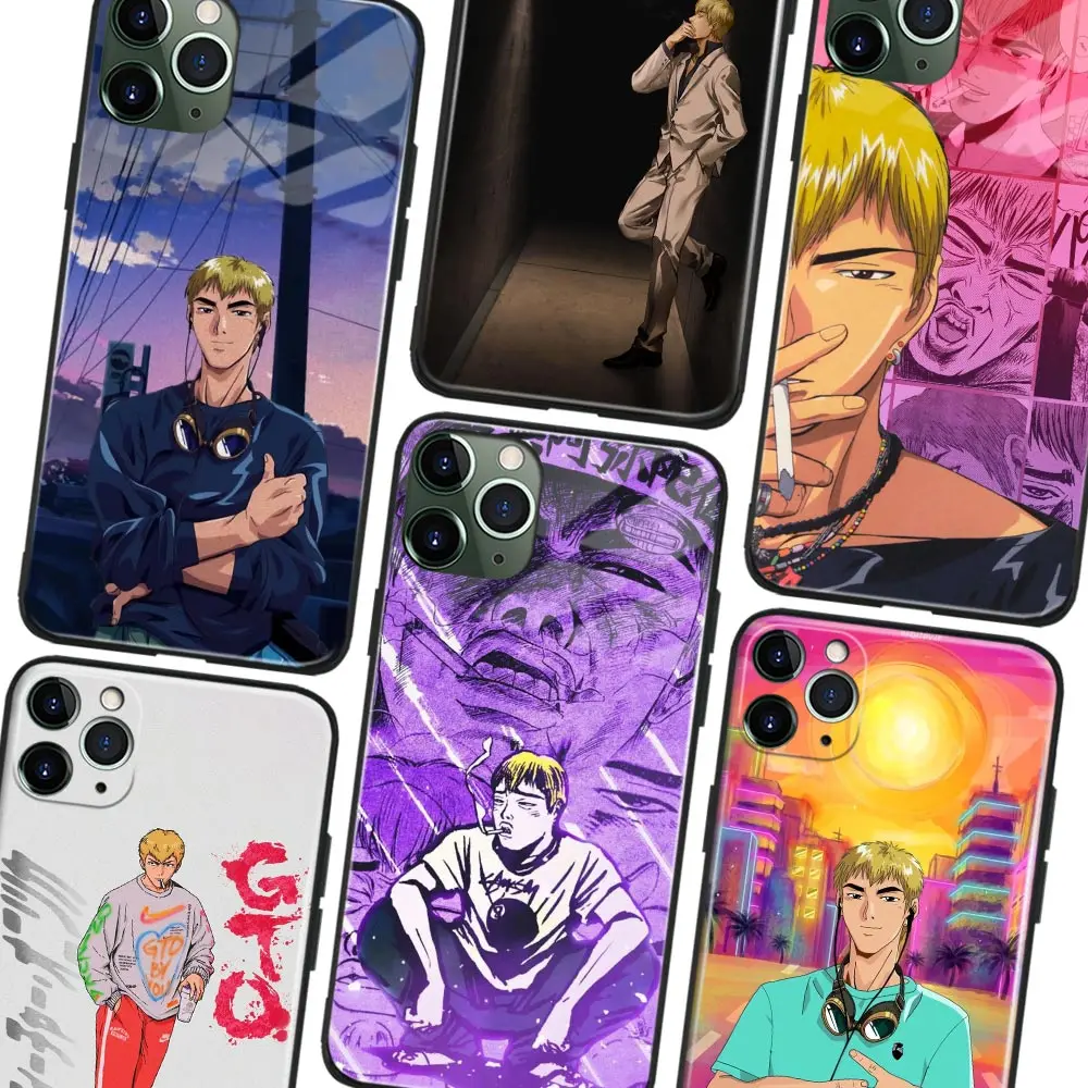 Onizuka Anime GTO Soft Silicone Glass Phone Case Cover Shell For iPhone Se 7 8 15 Plus X Xs 11 12 13 14 15 Pro Max