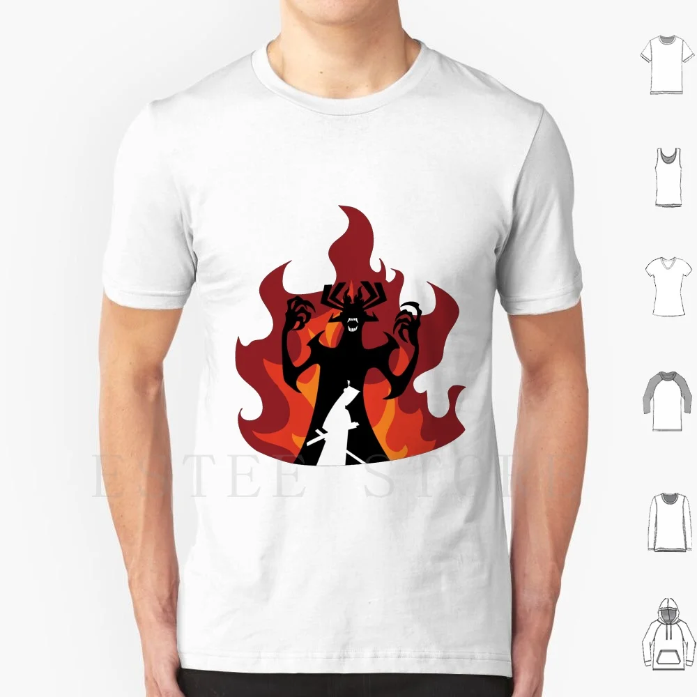 

Джек  Футболка Vs Aku Final Battle из хлопка для мужчин с принтом «сделай сам» Jack Vs Aku Jack с героями мультфильмов Красный Черный Пламя Демон Катана