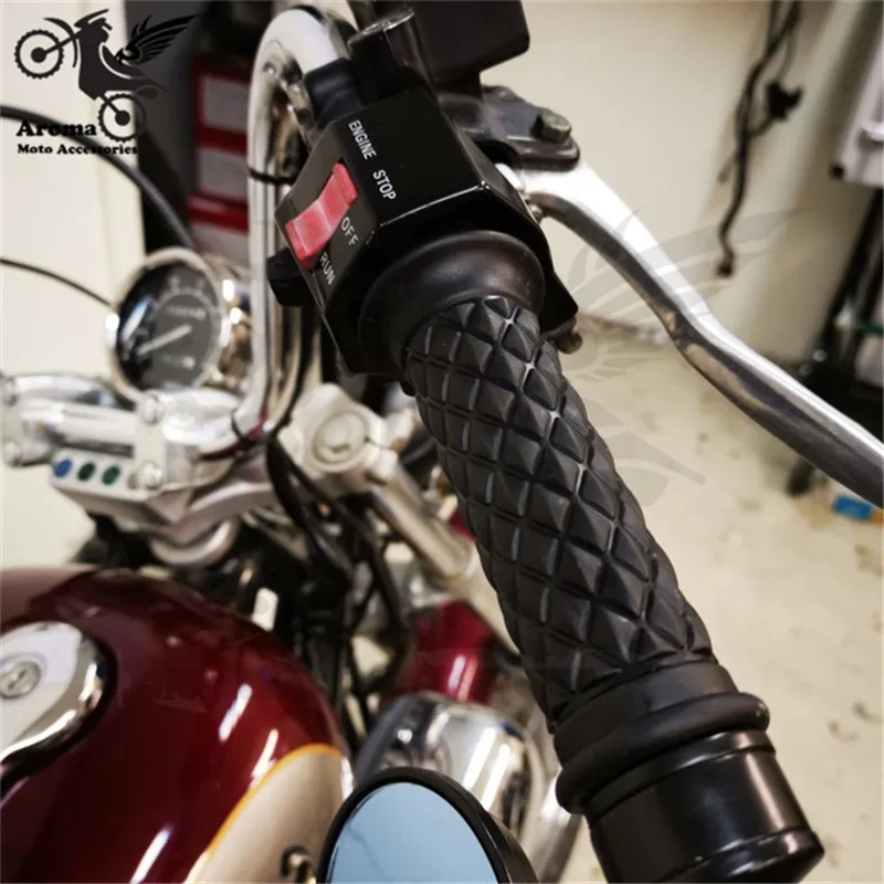 16 colors available brown red black hot retro cafe racer parts 22MM 25MM rubber motorbike grip for honda suzuki yamaha harley softail sportster