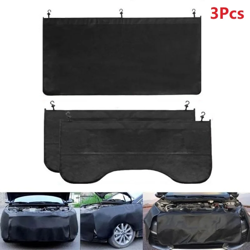 

3PCS Car Repair Fender Protection Pad Washed Leather Auto Repair Maintenance Anti-scratch Dirt-proof Protective Mat