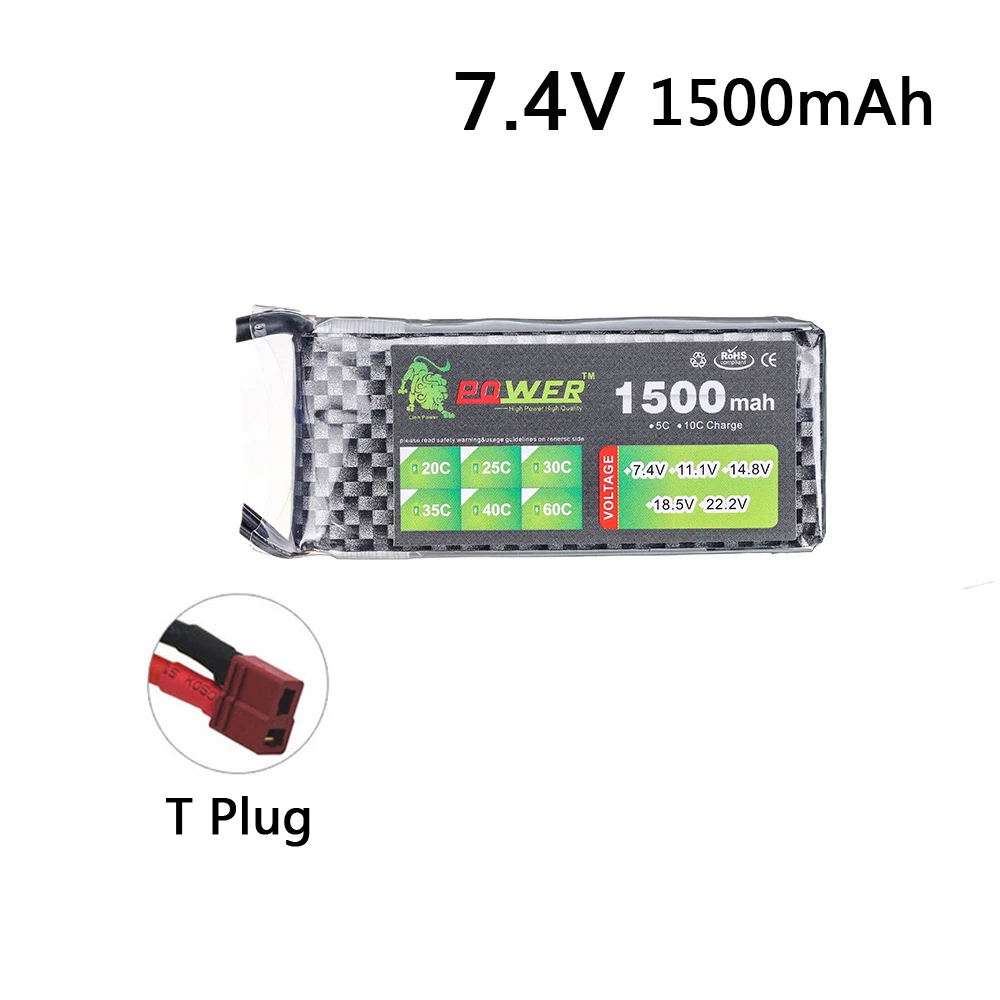 7.4V 2S Lion 1500MAh Công Suất Pin Lipo 35C MAX Cho Máy Bay Không Người Lái FPV Quadcopter RC Xe Thuyền máy Bay Trực Thăng Pin Phần